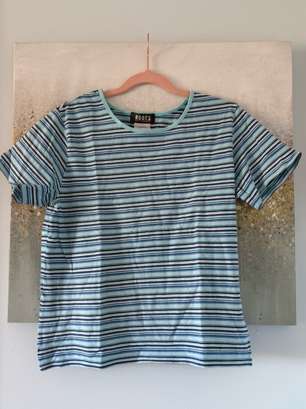 Roots Blue & Navy Striped Tee (NWOT)